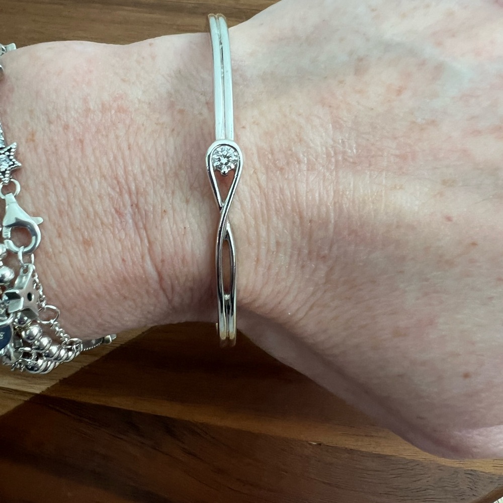 Pandora Silver Infinity Bangle with Clear Stone